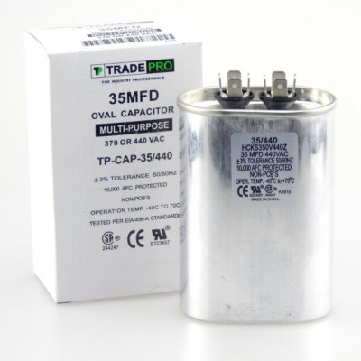 TRADEPRO® - 35 MFD 370V Oval Run Capacitor TP-CAP-35/370 | CE TRADEPRO® - 35 MFD 370V Oval Run Capacitor TP-CAP-35/370 | CE