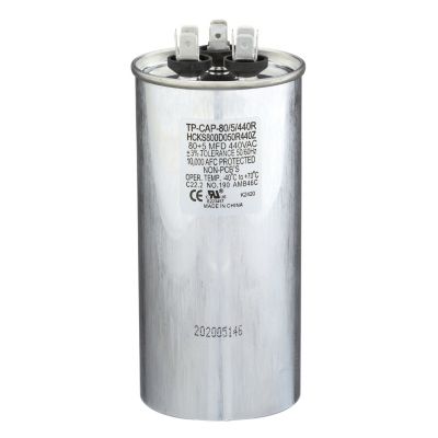 たろ TRADEPRO® - 80+5MFD 370/440 VAC Round Dual Run Capacitor TP-CAP-80