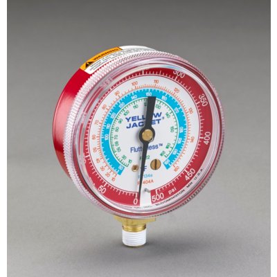 Yellow Jacket 49051 2 1/2"  Red Pressure Gauge R-134A/404A/507 0-500 Psi F 